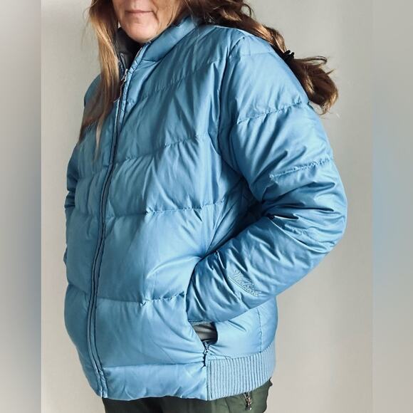 Woolrich Down Puffer Coat baby Blue Size Modern Large Vintage 90s - Picture 9 of 12